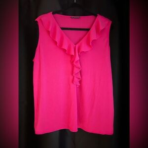 Adrianna Papell Pink Ruffled Tank Top